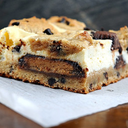 Peanut Butter Cup- Peanut Butter Chocolate Chip Cookie Dough Cheesecake Bar