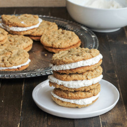 Peanut Butter Oatmeal Sandwich Cookies with Marshmallow Creme Filling