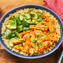 Peanut Chicken Bowls with Garlicky Quinoa & Smashed Cucumbers