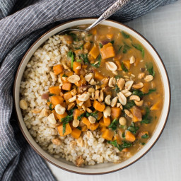 Peanut Stew with Sweet Potatoes and Spinach