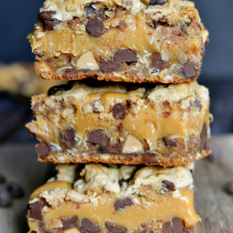 Peanut Butter Caramel Toffee Chocolate Chip Cookie Bars