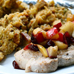 Pear and Apple Pork Chops with Stuffing