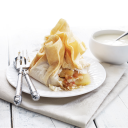 Pear and date parcels with orange ricotta cream