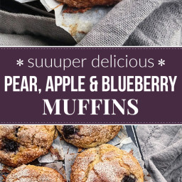 Pear, Apple and Blueberry Muffins