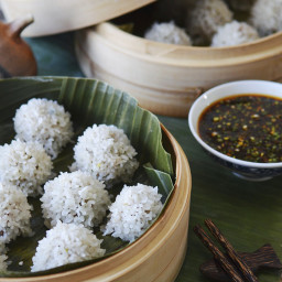 Pearl Rice Balls with Ginger-Sesame Sauce
