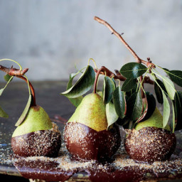 Pears dipped in chocolate