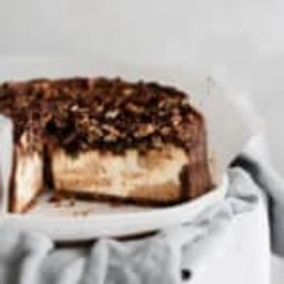 Pecan Pie Cheesecake with Dulce de Leche Swirls