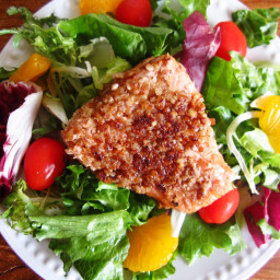 Pecan Salmon Salad with Honey Mustard Dressing
