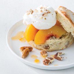 Pecan Shortcakes with Fresh Peaches and Whipped Cream
