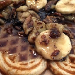 Pecan Waffles with Roasted Pecan And Banana Syrup