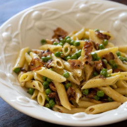 Penne Pasta, Peas and Bacon