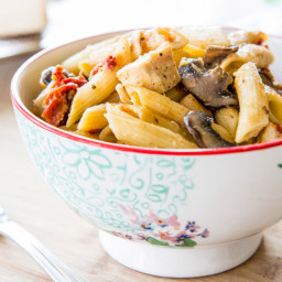 Penne Pasta with Mushrooms, Chicken, and Sun-dried Tomatoes