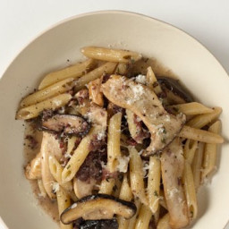 Penne with Pancetta, Sage, and Mushrooms