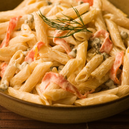 Penne with Smoked Salmon & Cream Cheese Sauce