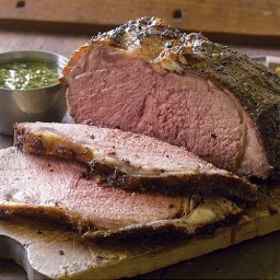 Pepper-Crusted Grill-Roasted Beef with Rosemary Chimichurri