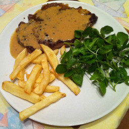 Pepper crusted steak with whisky sauce
