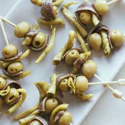 Pepper, Olive, and Anchovy Skewers (Pintxos Gilda)