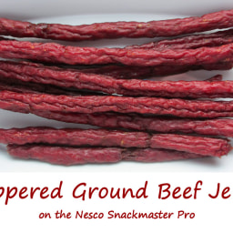 Peppered Ground Beef Jerky on the Nesco Snackmaster Pro