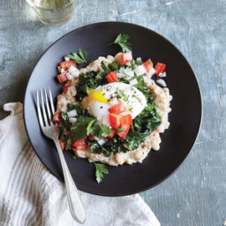 Peppered White Bean, Kale, and Egg Stack