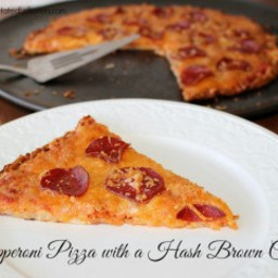 Pepperoni Pizza Made with a Hash Brown Pizza Crust