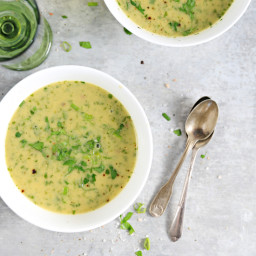 Peppery Greens + Potato Soup with White Wine