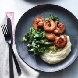 Peppery Shrimp with Grits and Greens