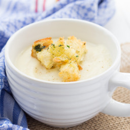 Perfect Potato Soup with Garlic Herb Croutons