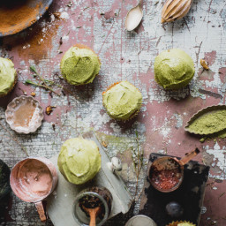 Persimmon Cupcakes with Matcha Frosting