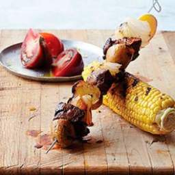 Peruvian Beef Kebabs with Grilled Corn