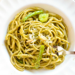 Pesto Pasta with Asparagus and Pine Nuts