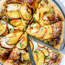 Pesto Pizza with Balsamic Chicken and Peaches