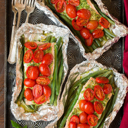 Pesto Salmon and Italian Veggies in Foil