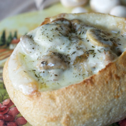 Philly Cheesesteak Stew in Bread bowl