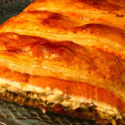 Phyllo-Wrapped Salmon with Pesto and Cheese