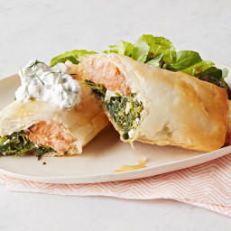 Phyllo-Wrapped Salmon with Spinach and Feta