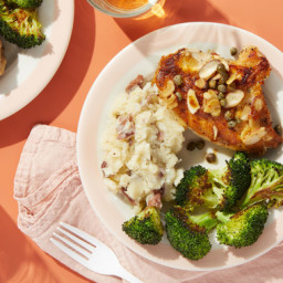 Piccata-Style Chicken with Roasted Broccoli & Garlic Mashed Potatoes