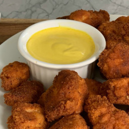 Pickle-Brined Keto Chicken Bites with Sweet Mustard Dipping Sauce