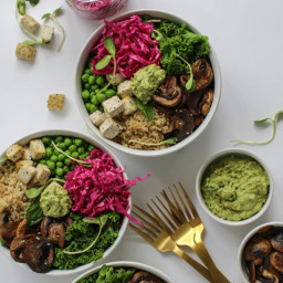 Pickled Cabbage Quinoa Bowls with Pea Pesto