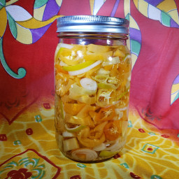 Pickled Habanada Peppers with Shallot and Lime Peel