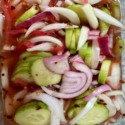Pickled Pink Cucumber and Onions