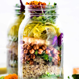 Picnic Ready Mason Jar Salad with Sesame Yogurt Dressing {Vegetarian}