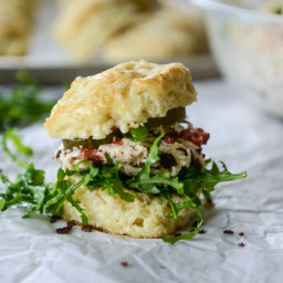 Pimento Cheese Chicken Salad on Honey Butter Biscuits