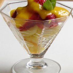 Pineapple and Strawberries with Mango Sauce