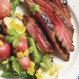 Pineapple-Marinated Steak With Spicy Potatoes and Green Beans