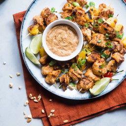 Pineapple Thai Grilled Chicken Skewers with Peanut Sauce