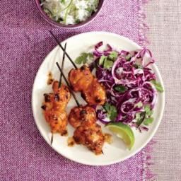 Pineapple Chicken Kebabs with Cilantro-Lime Slaw