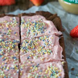 Pink Frosted Chocolate Cookie Bars