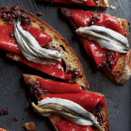 Piquillo Pepper and White Anchovy Toasts