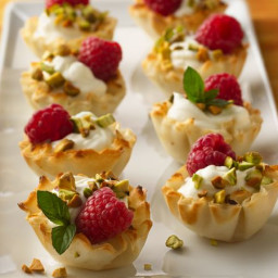 Pistachio and White Chocolate Mousse Tartlets
