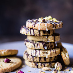 Pistachio Butter Cookies with Chocolate Tres Leches Drizzle